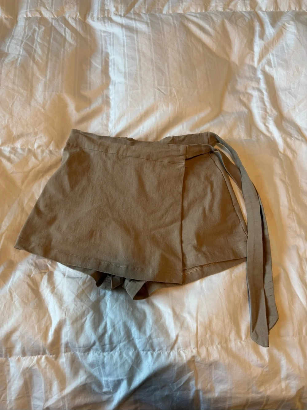 Womens Khaki Wrap Skort with Tie Waist